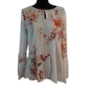 White House Black Market Floral Sheer Blouse